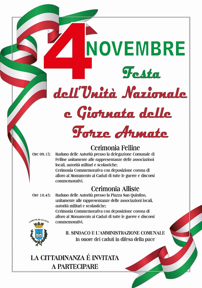 4 novembre - Festa dell'Unità nazionale e giornata delle Forze armate 2024