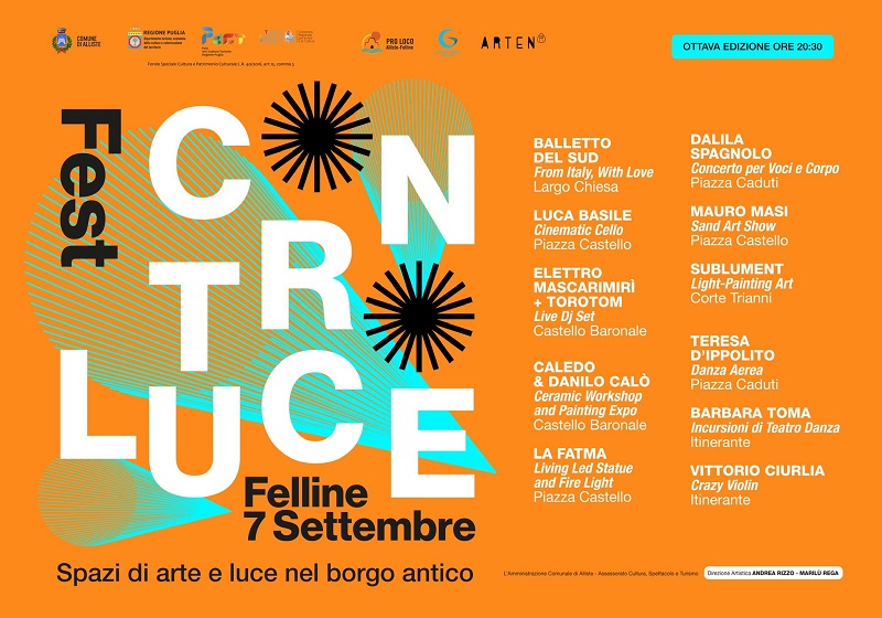 SABATO 07 SETTEMBRE 2024 A FELLINE: OTTAVA EDIZIONE DELLA MANIFESTAZIONE "CONTROLUCE" SPAZI DI ARTE E LUCE NEL BORGO ANTICO